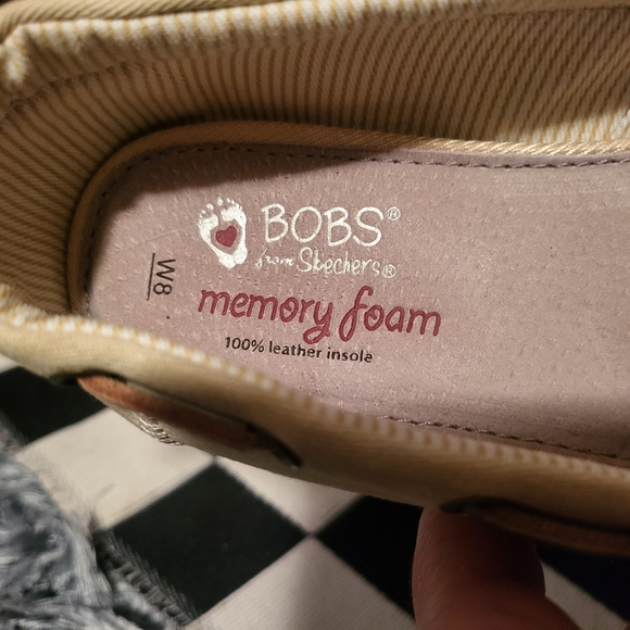 Bob's Chill Luxe Memory Foam Cinch Collared Flat sz 8 Wmns in Natural - Picture 5 of 7